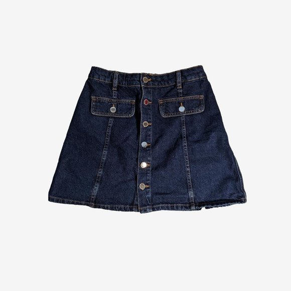 zara denim button up mini skirt - Picture 1 of 2